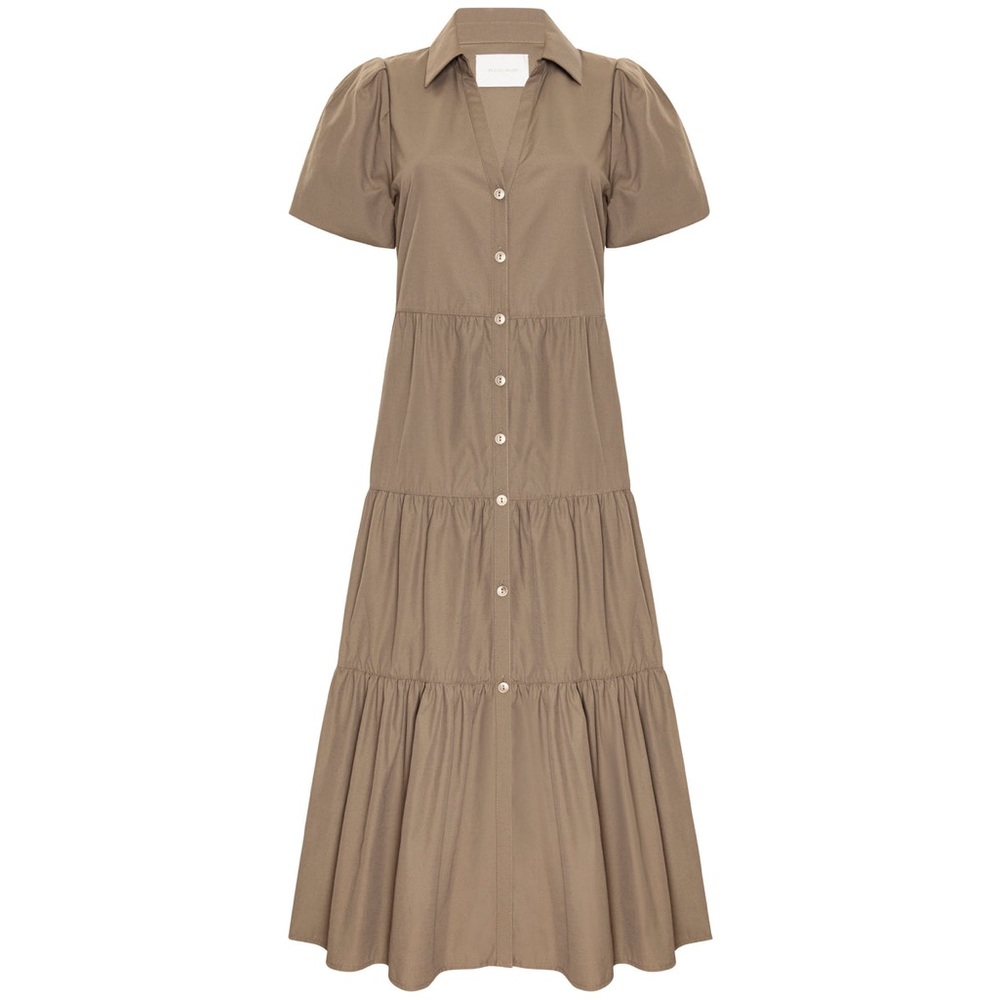 Brochu Walker The Havana Dress In Terra Brown Tiered Midi Dress Large $348 - Picture 2 of 13